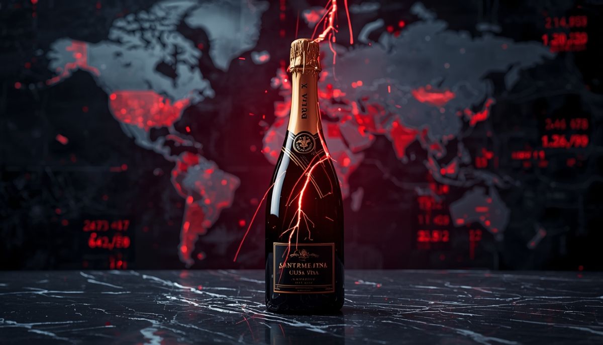 Botella de champán francés simbolizando el impacto de los aranceles de Trump.