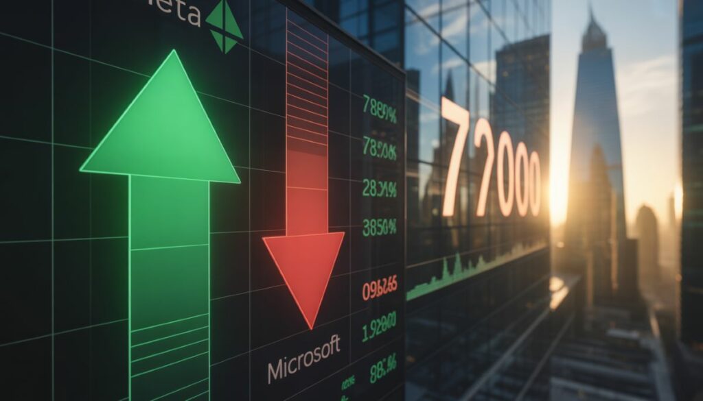 Gráficos de Meta y Microsoft en un terminal financiero de Wall Street.