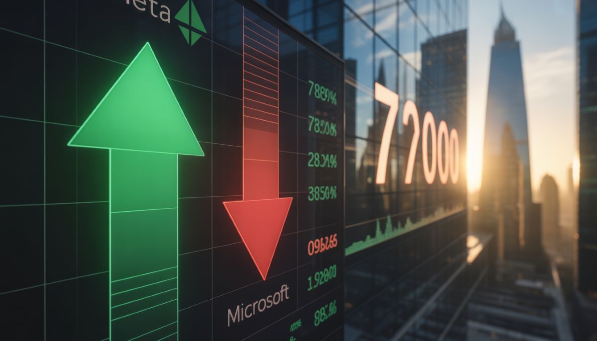 Gráficos de Meta y Microsoft en un terminal financiero de Wall Street.