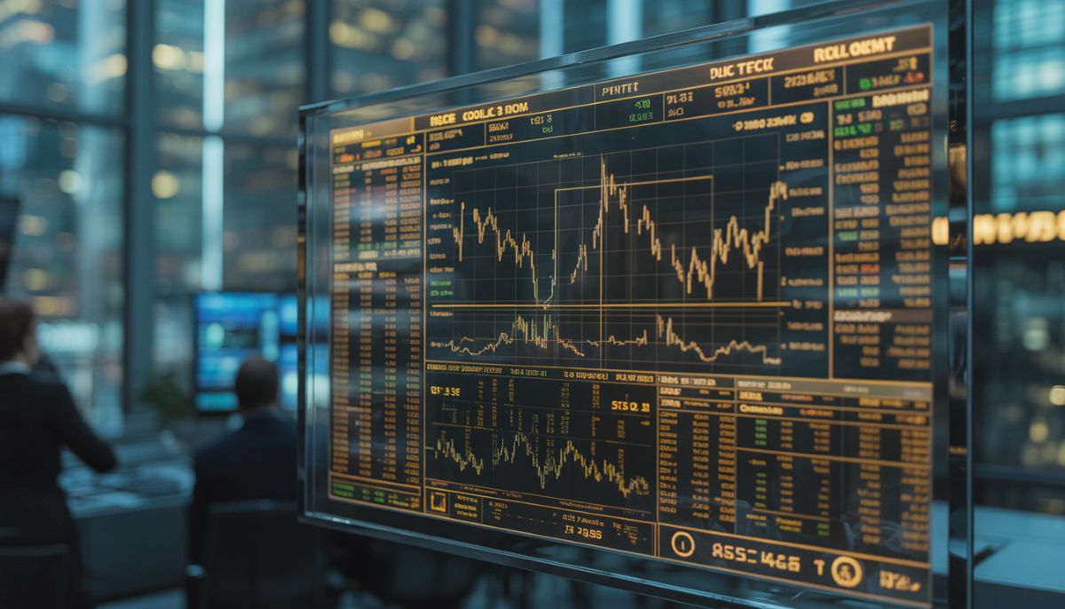 Datos de flujo de órdenes institucionales en una pantalla de trading profesional.