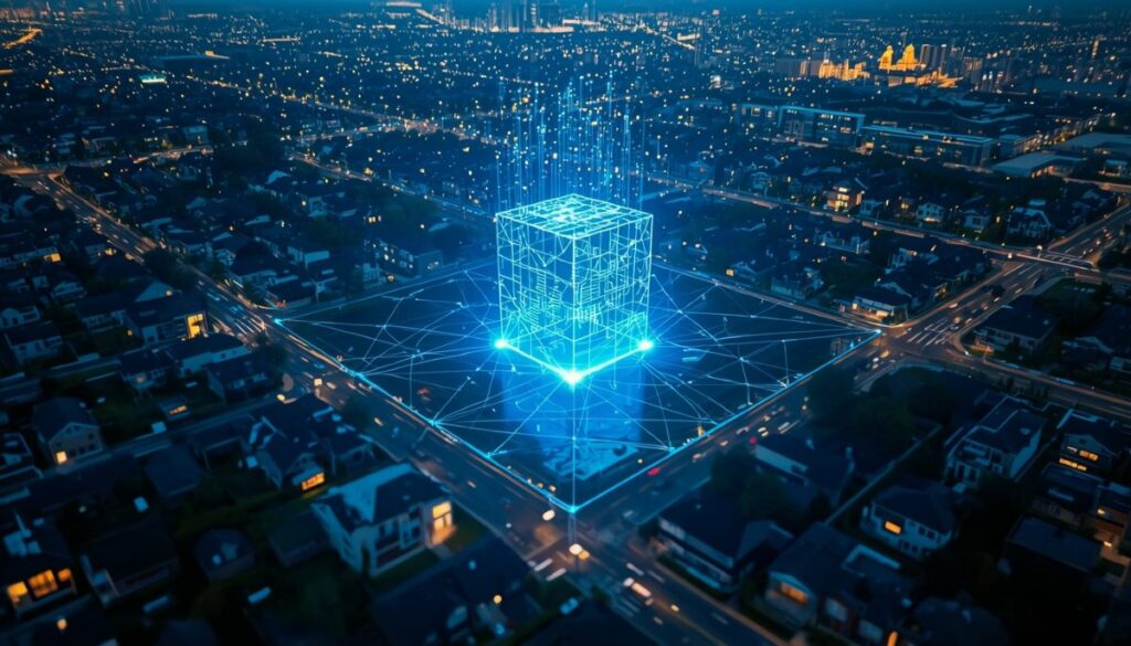 Representación de una red de infraestructura física descentralizada DePIN.