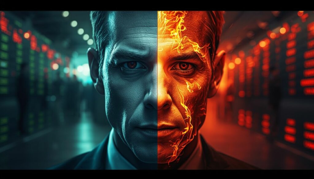 Representación visual de la psicología del mercado y dualidad emocional.