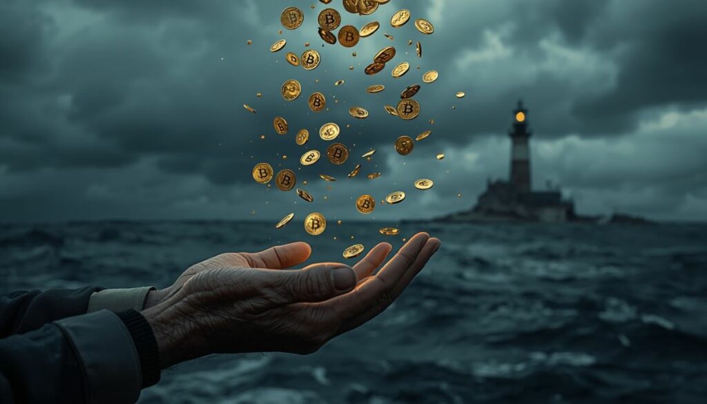 Inversor a largo plazo vendiendo Bitcoin en un mercado volátil.