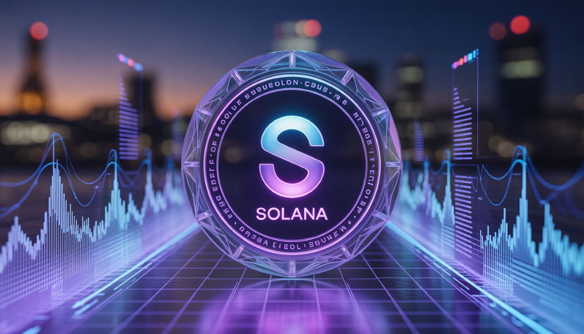 Logo de Solana en entorno financiero de la Unión Europea 2026.