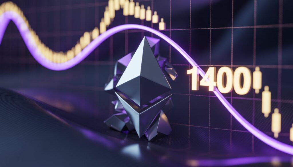 Gráfico técnico de Ethereum mostrando tendencia bajista y resistencia parabólica.