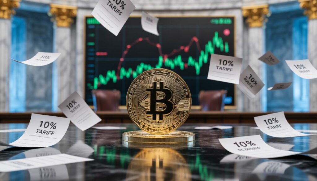 Bitcoin acercándose a 68,000 dólares frente a documentos de aranceles de Trump.