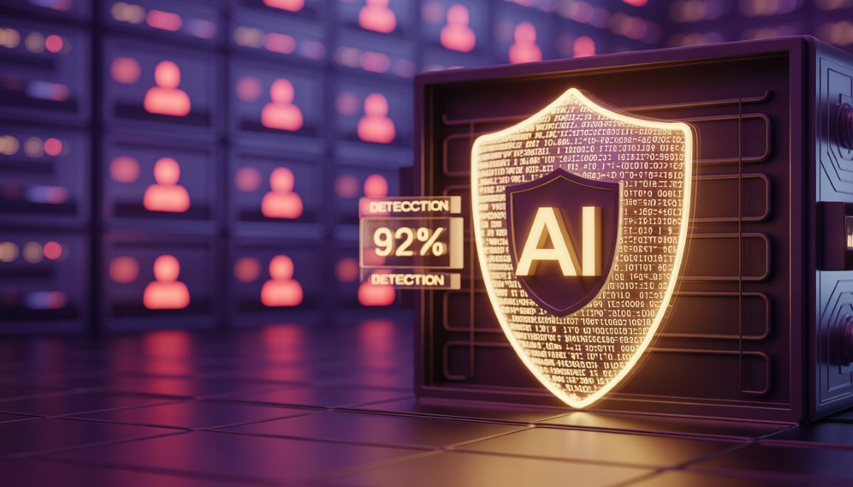 Escudo de IA especializada protegiendo contratos inteligentes DeFi.