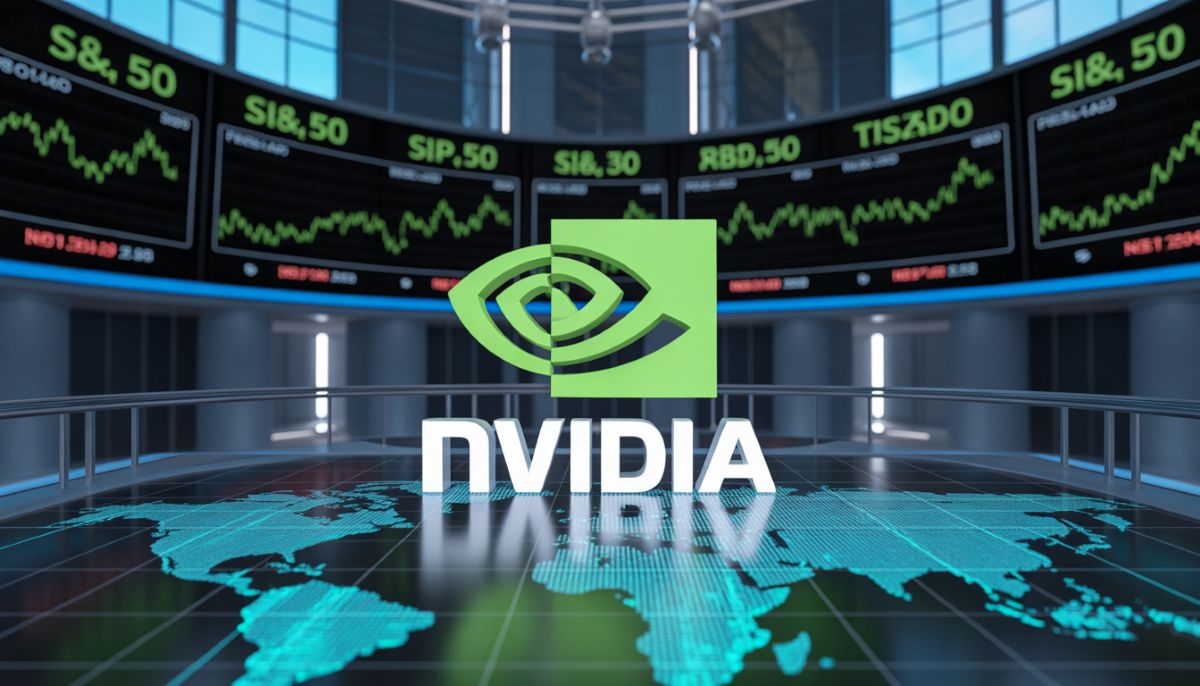 Gráfico del S&P 500 y Nasdaq subiendo liderados por Nvidia en 2026.