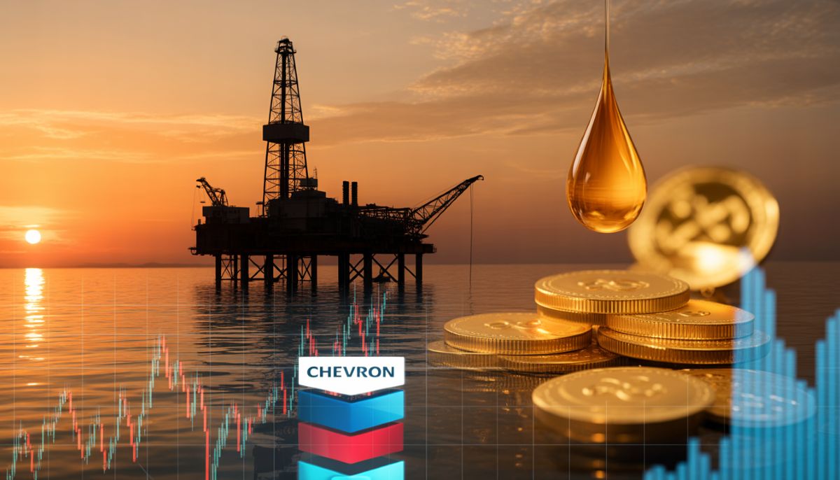 Plataformas de petróleo en Venezuela y logotipos financieros de petroleras internacionales.