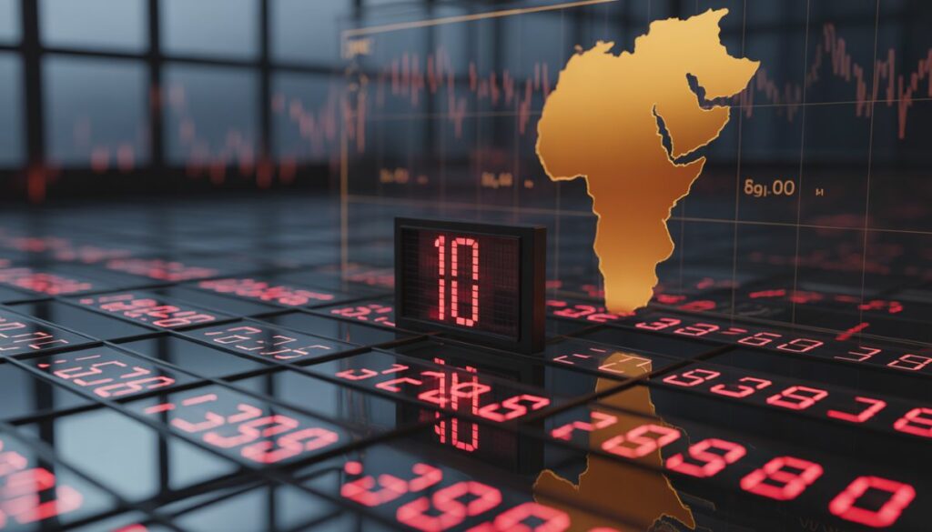 Gráficos de Wall Street cayendo con tensiones geopolíticas entre EE. UU. e Irán.