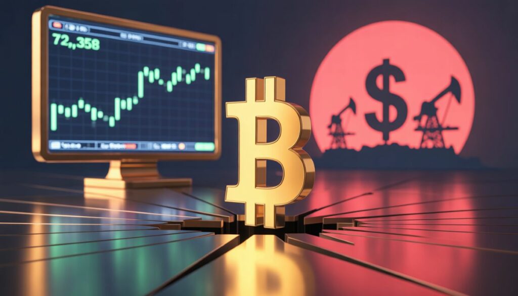 Bitcoin superando los 72,000 dólares frente a la fortaleza del dólar en 2026.