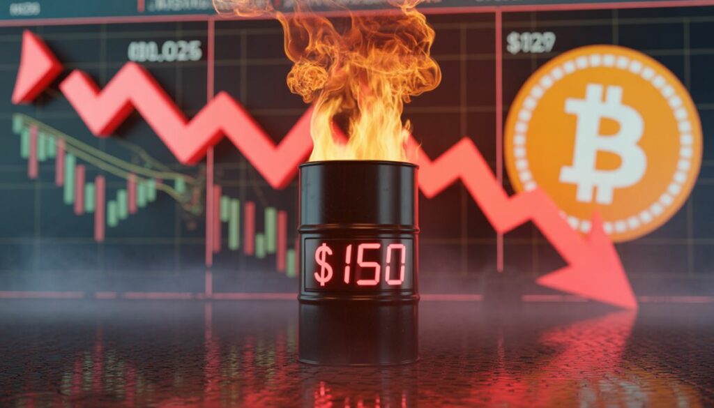 El precio del petróleo amenazando los 150 dólares y caída de Bitcoin en 2026.