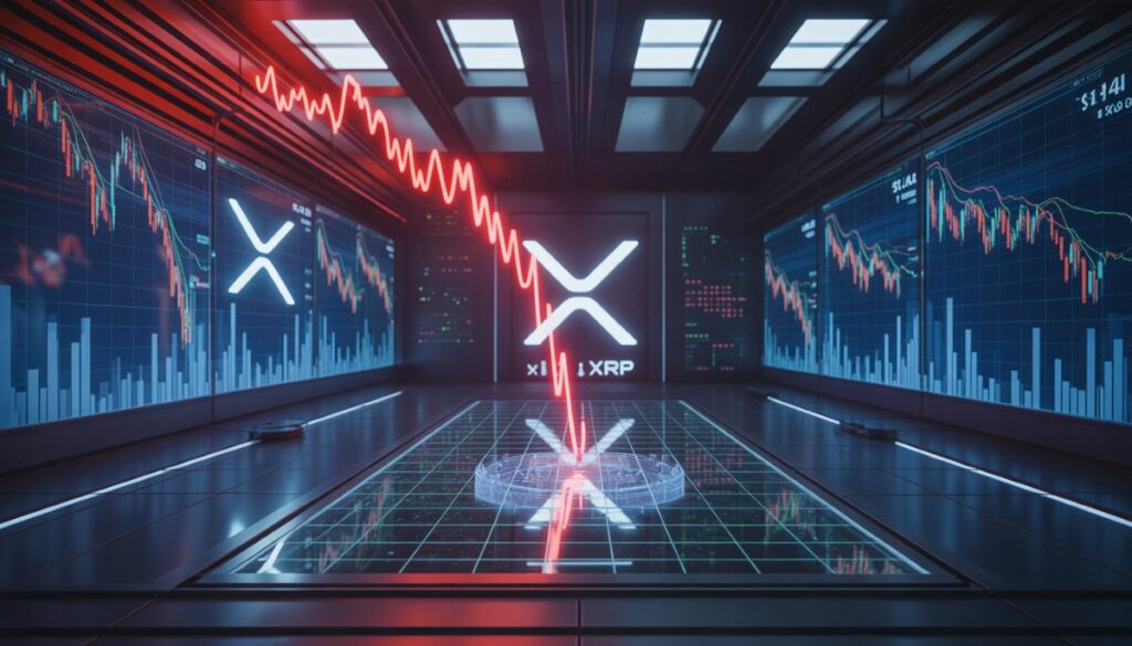 Gráfico de la debilidad de XRP tras caer de $1.44.