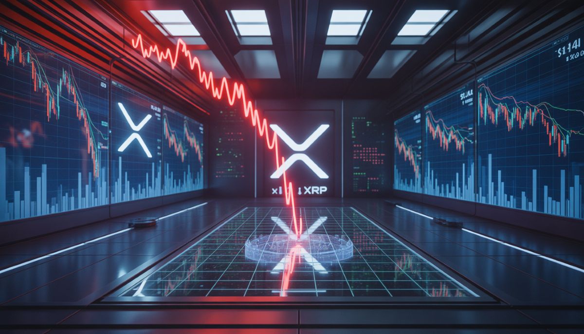 Gráfico de la debilidad de XRP tras caer de $1.44.