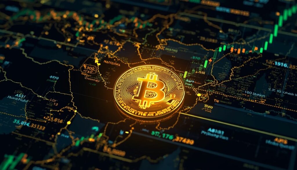 Gráfico de Bitcoin recupera niveles tras noticias de tregua geopolítica.