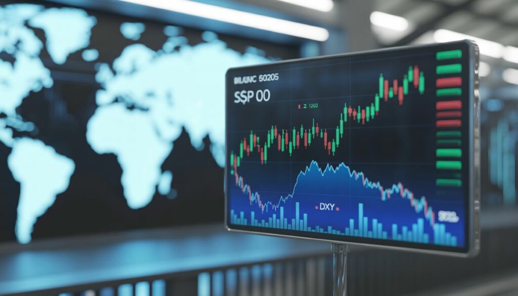 Gráfico de bolsa subiendo frente a la caída del dólar esta semana.