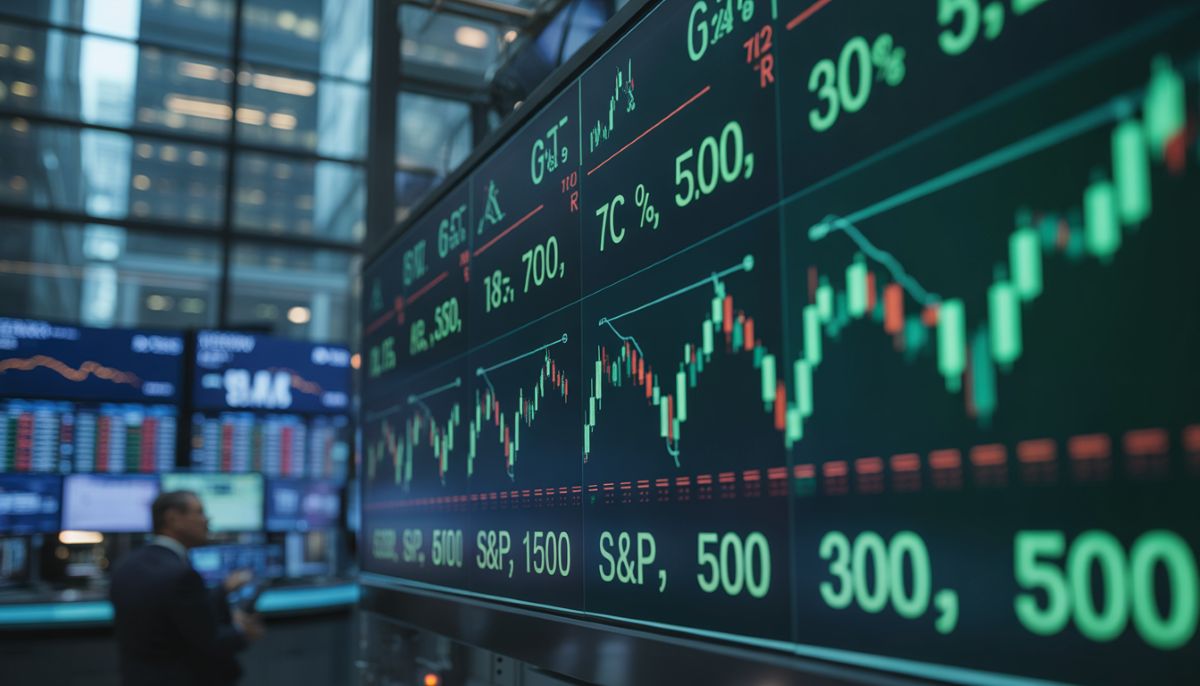 Gráficos de Wall Street en medio de tensiones geopolíticas.