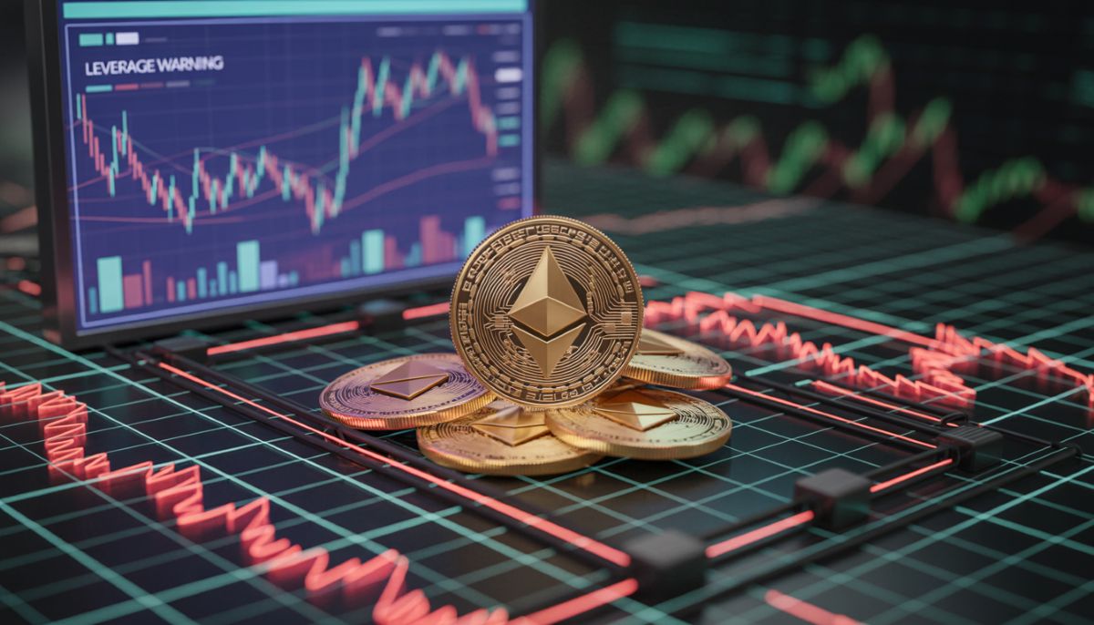 Gráfico de Derivados de Ethereum mostrando el exceso de apalancamiento y riesgo de liquidación.