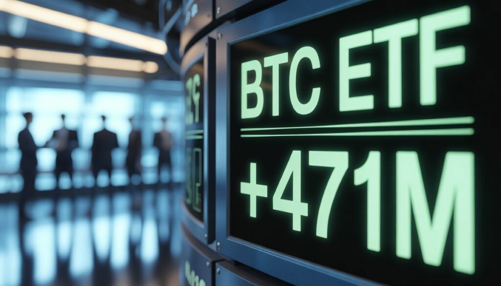 Gráfico de entradas de capital en los ETF de Bitcoin en Estados Unidos.