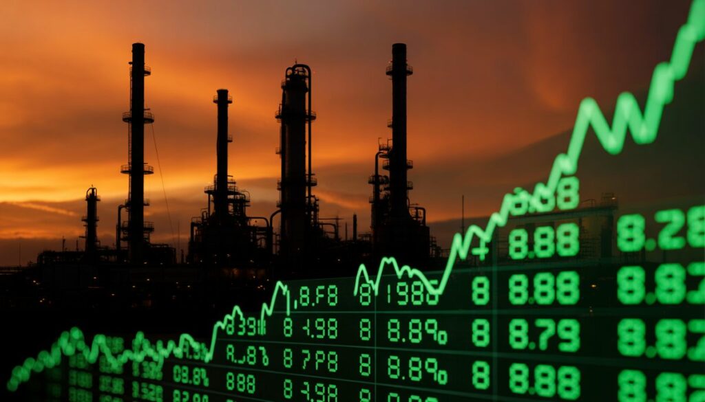 Precio del Brent subiendo en el mercado financiero tras tensiones en Irán.