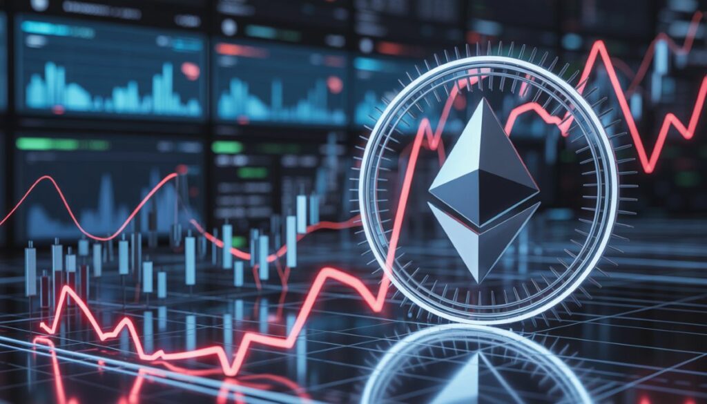 Gráfico de indicadores del Interés Abierto de Ethereum y volatilidad.
