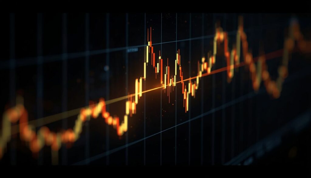 Gráfico técnico de la línea de tendencia de soporte histórico en el mercado de bitcoin.