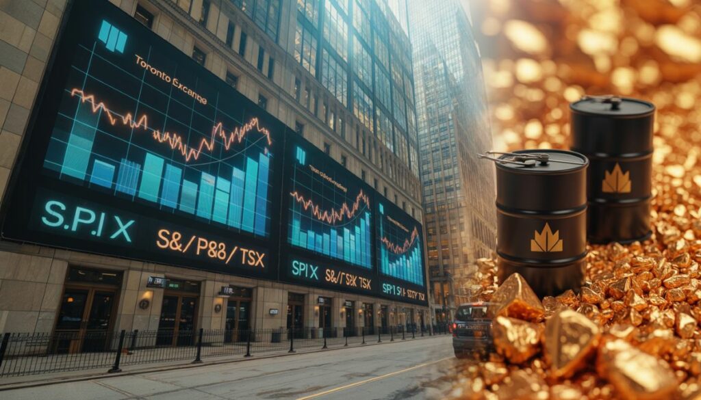 Gráfico del índice S&P/TSX y cotización del petróleo.