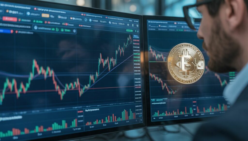 Gráficos del precio de Bitcoin en fase de reacumulación lateral.