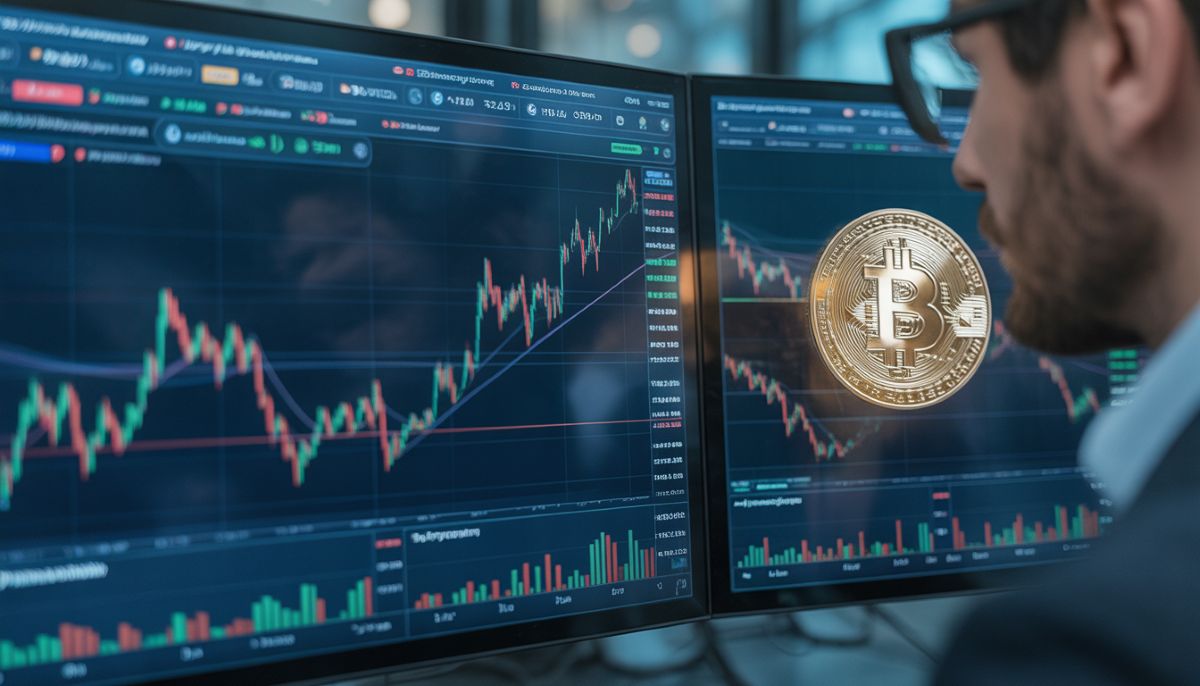 Gráficos del precio de Bitcoin en fase de reacumulación lateral.