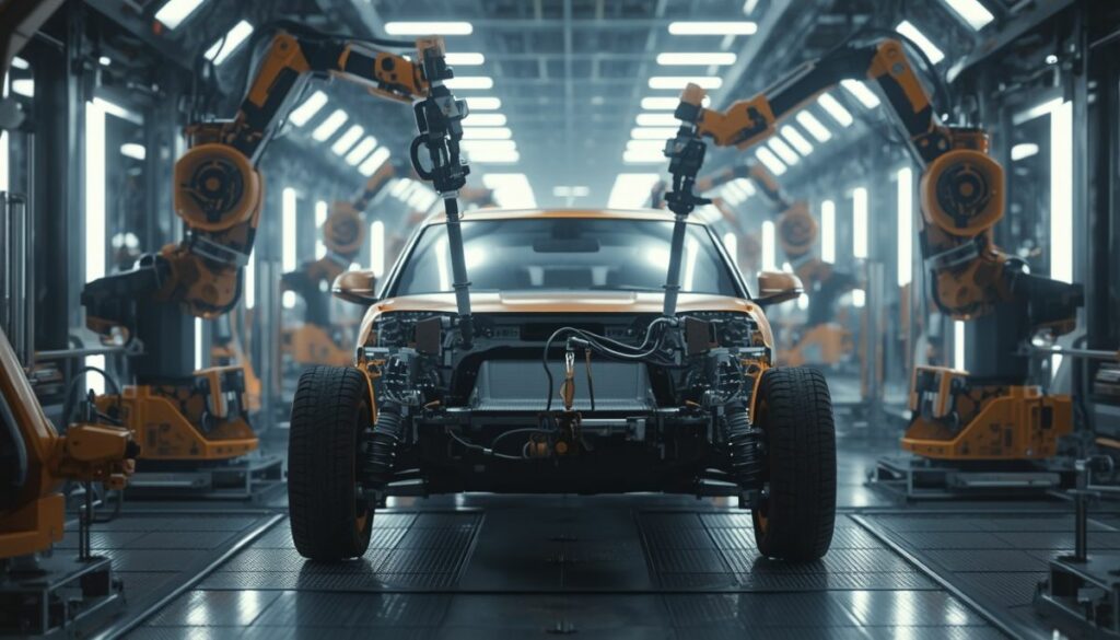 Análisis financiero de la producción industrial y las ventas de vehículos eléctricos en los Estados Unidos.